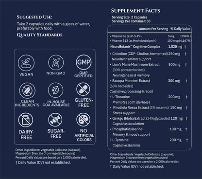 Xenivra Synaptix™ Natural Nootropic Brain Supplement | Herbal Memory & Focus Pills with Citicoline, L-Theanine, Lion’s Mane, Bacopa & Rhodiola | Mental Clarity & Brain Fog Support | 60 Vegan Capsules XENIVRA NATURE, AMPLIFIED BY SCIENCEBuy Supplements Australia