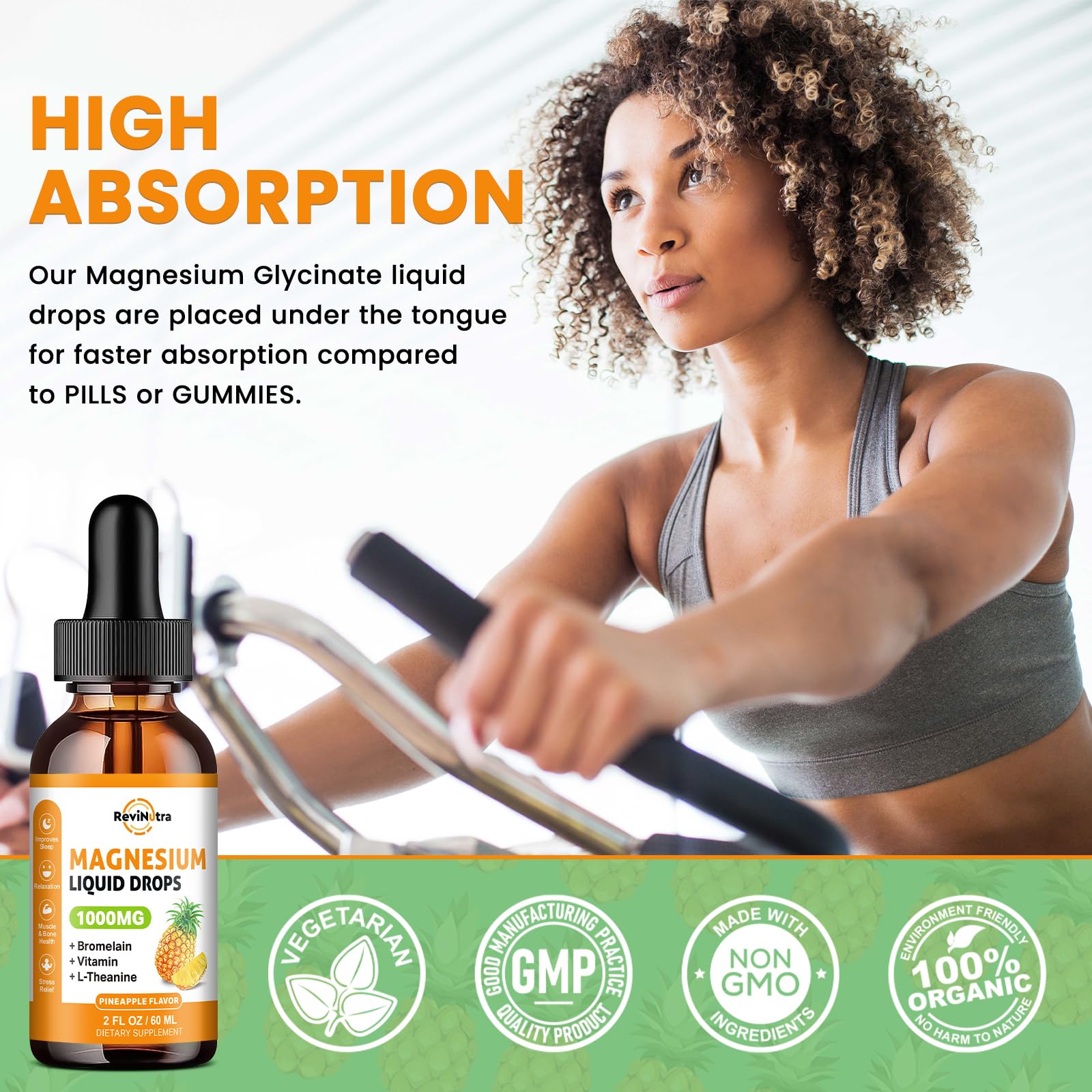 Magnesium Glycinate Liquid Drops, 1000mg of Liquid Magnesium Complex Supplement for Sleep, Nerve, Energy, Muscle, Bone, Calm & Digestion, High Absorption, 2 Fl Oz, Sugar-Free Pineapple Flavor ReviNutraBuy Supplements Australia