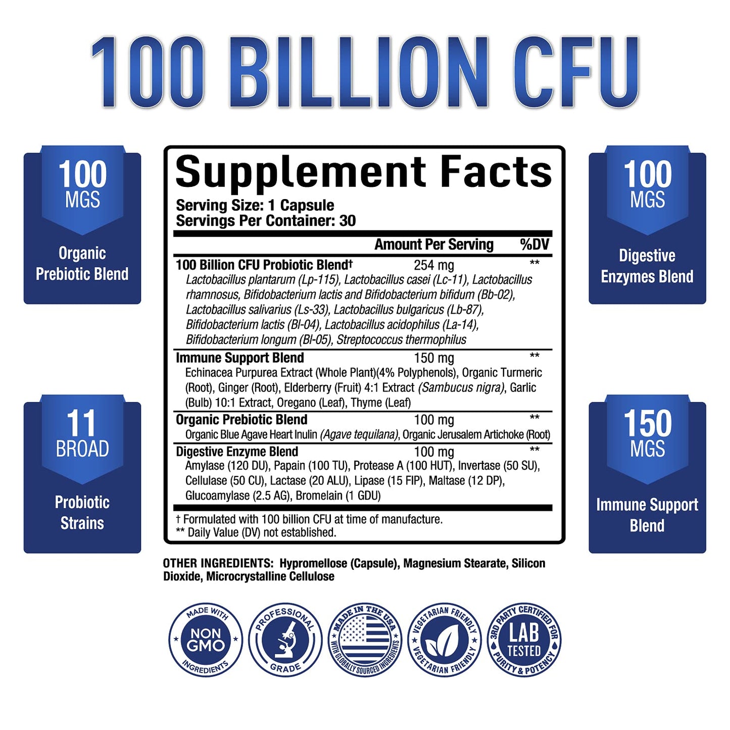 Purely Optimal Premium Probiotics 100 Billion CFU w/Digestive Enzymes Purely OptimalBuy Supplements Australia