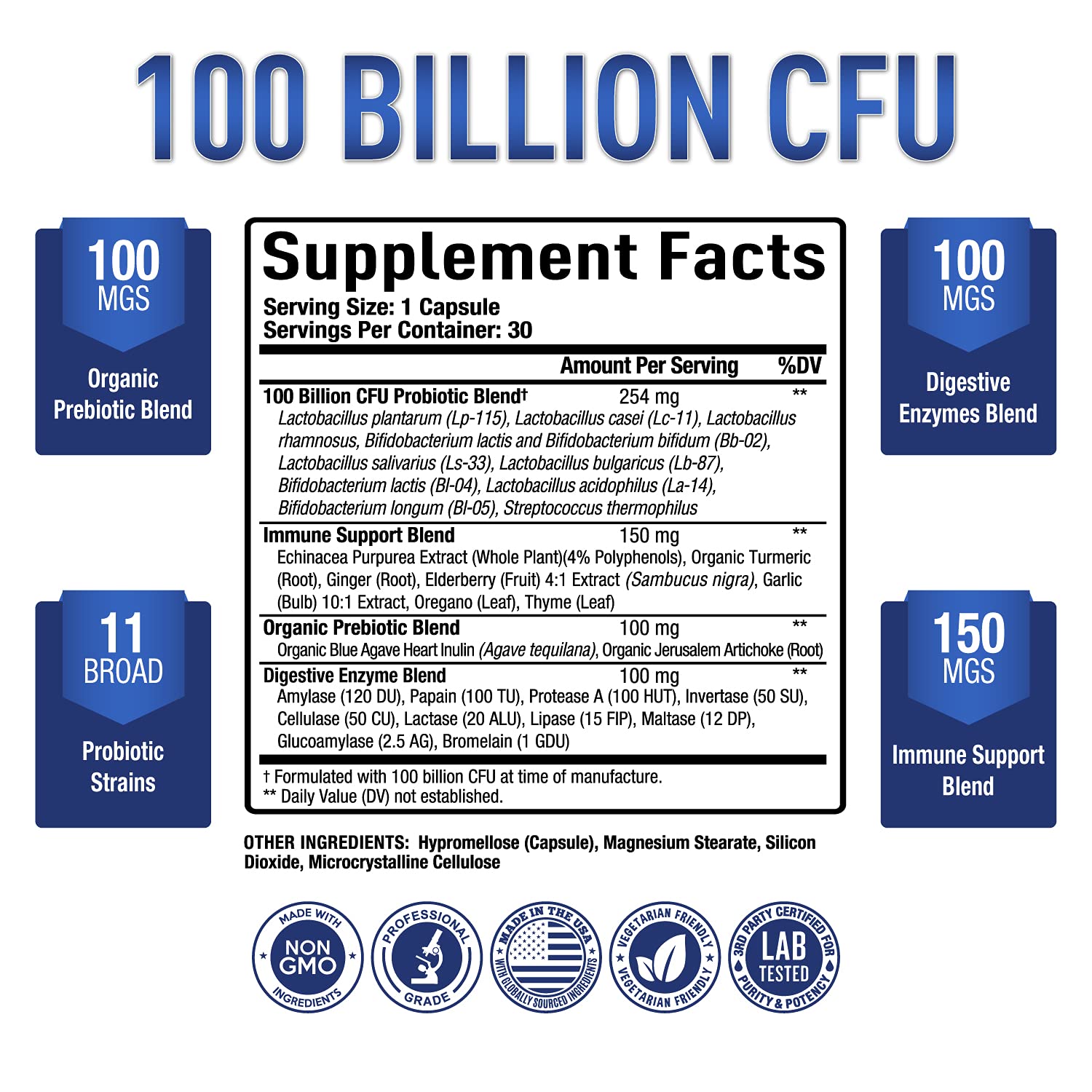 Purely Optimal Premium Probiotics 100 Billion CFU w/Digestive Enzymes Purely OptimalBuy Supplements Australia