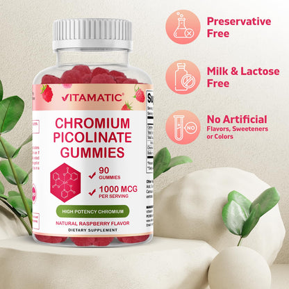Vitamatic Chromium Picolinate 1000 mcg - 90 Gummies - High Potency Chromium VitamaticBuy Supplements Australia