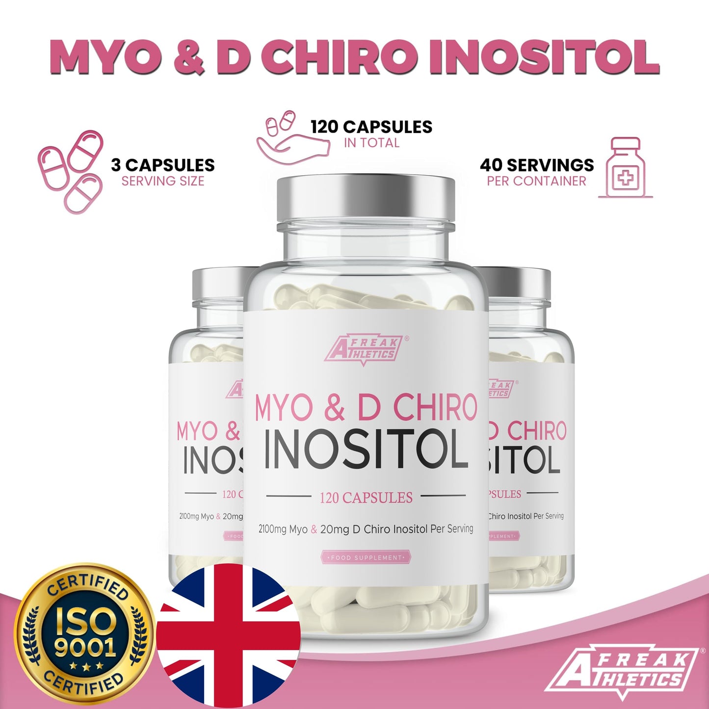 Myo-Inositol & D Chiro Inositol - Supports Women with PCOS -120 Capsules - Promotes Freak AthleticsBuy Supplements Australia