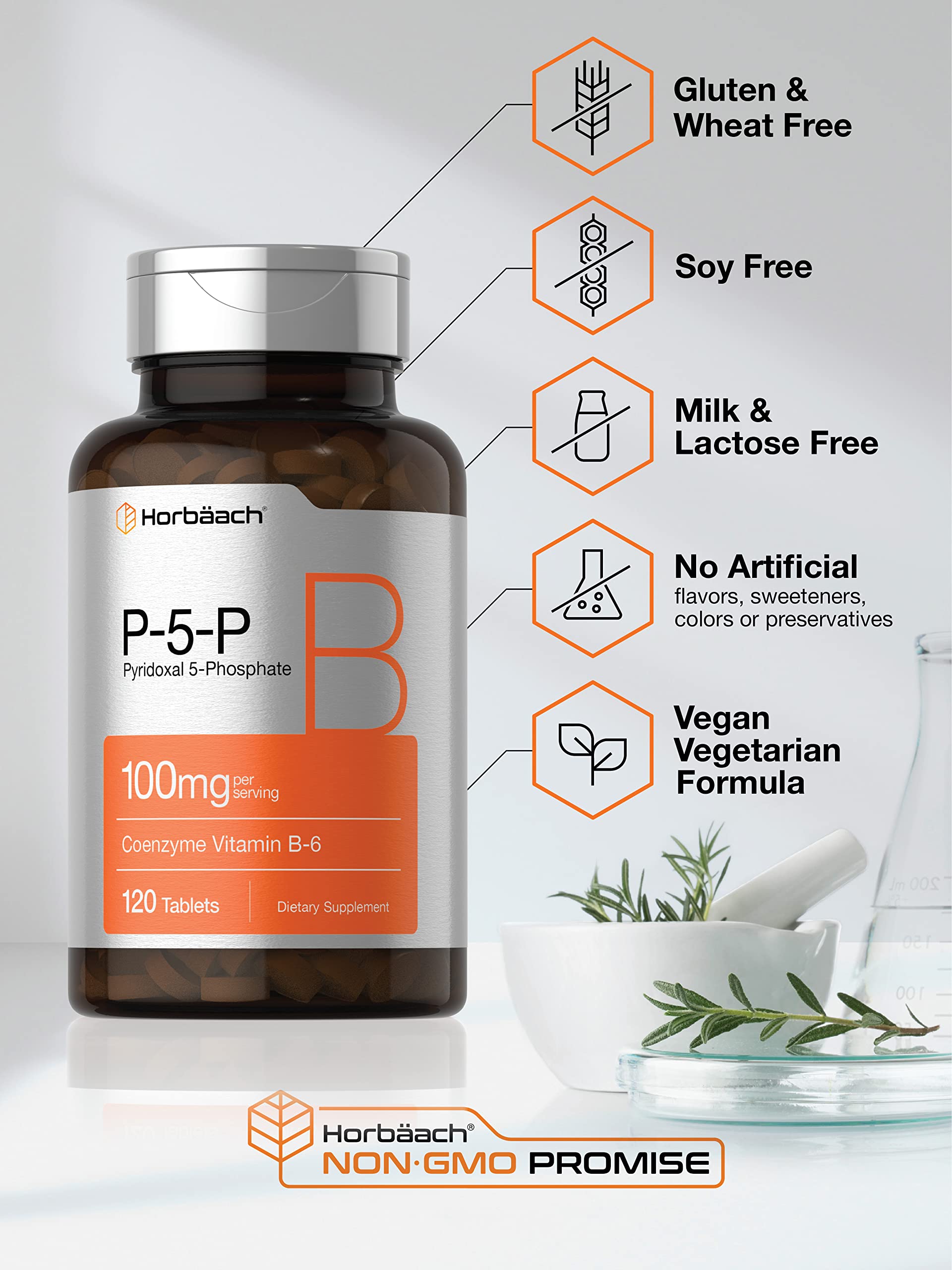 P-5-P Activated Vitamin B6 100mg | 120 Tablets | Vegetarian Supplement, Non-GMO HorbäachBuy Supplements Australia