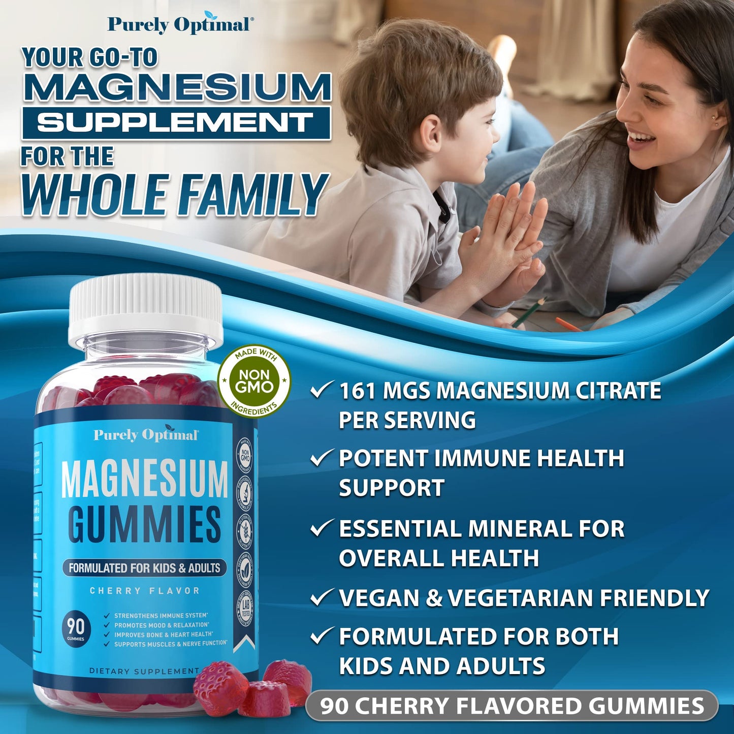 Premium Magnesium Gummies Kids & Adults - Magnesium Citrate for Digestion Support Purely OptimalBuy Supplements Australia