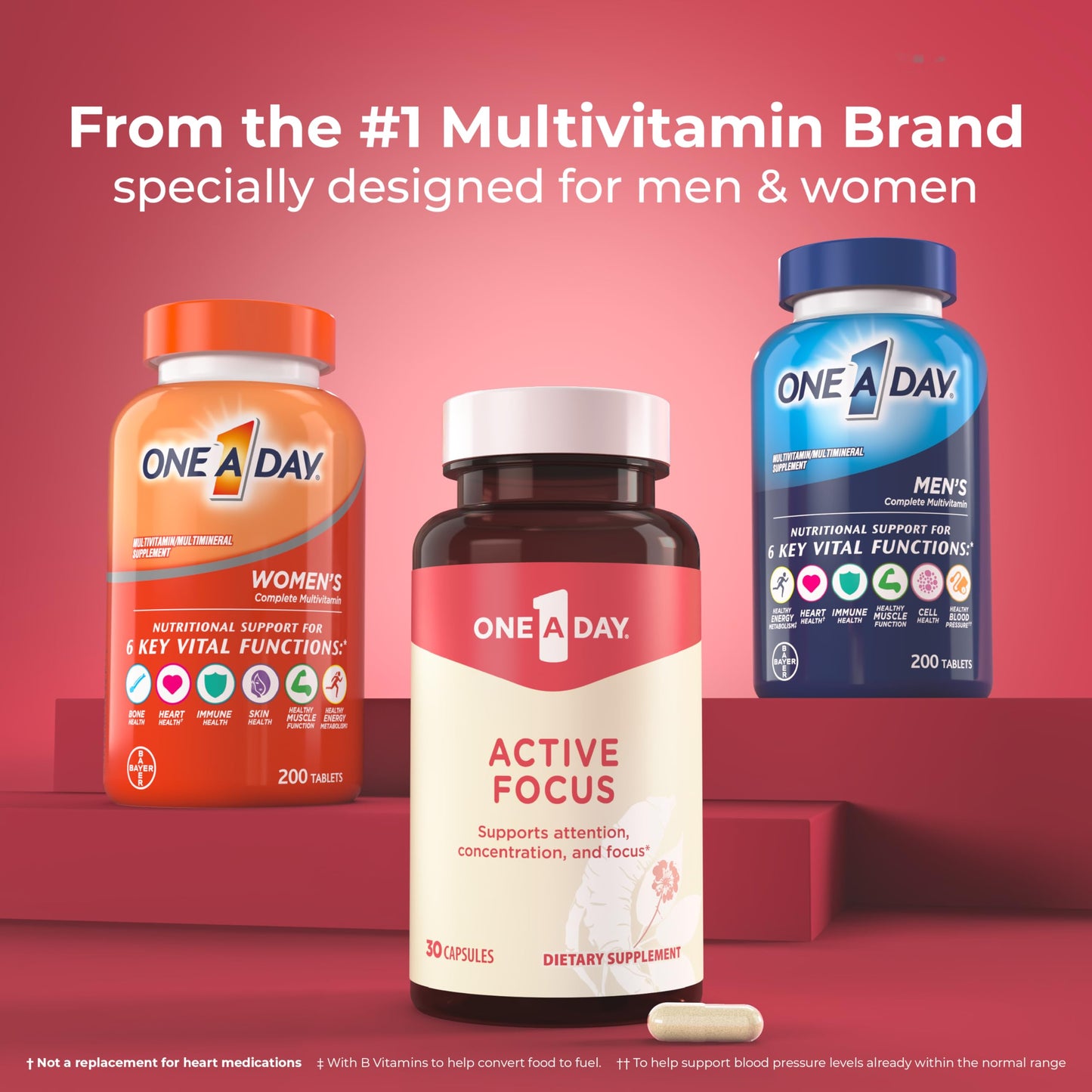 ONE A DAY Bundle Multivitamin for Women 200 Count Tablets Active Focus Supplement ONE A DAYBuy Supplements Australia