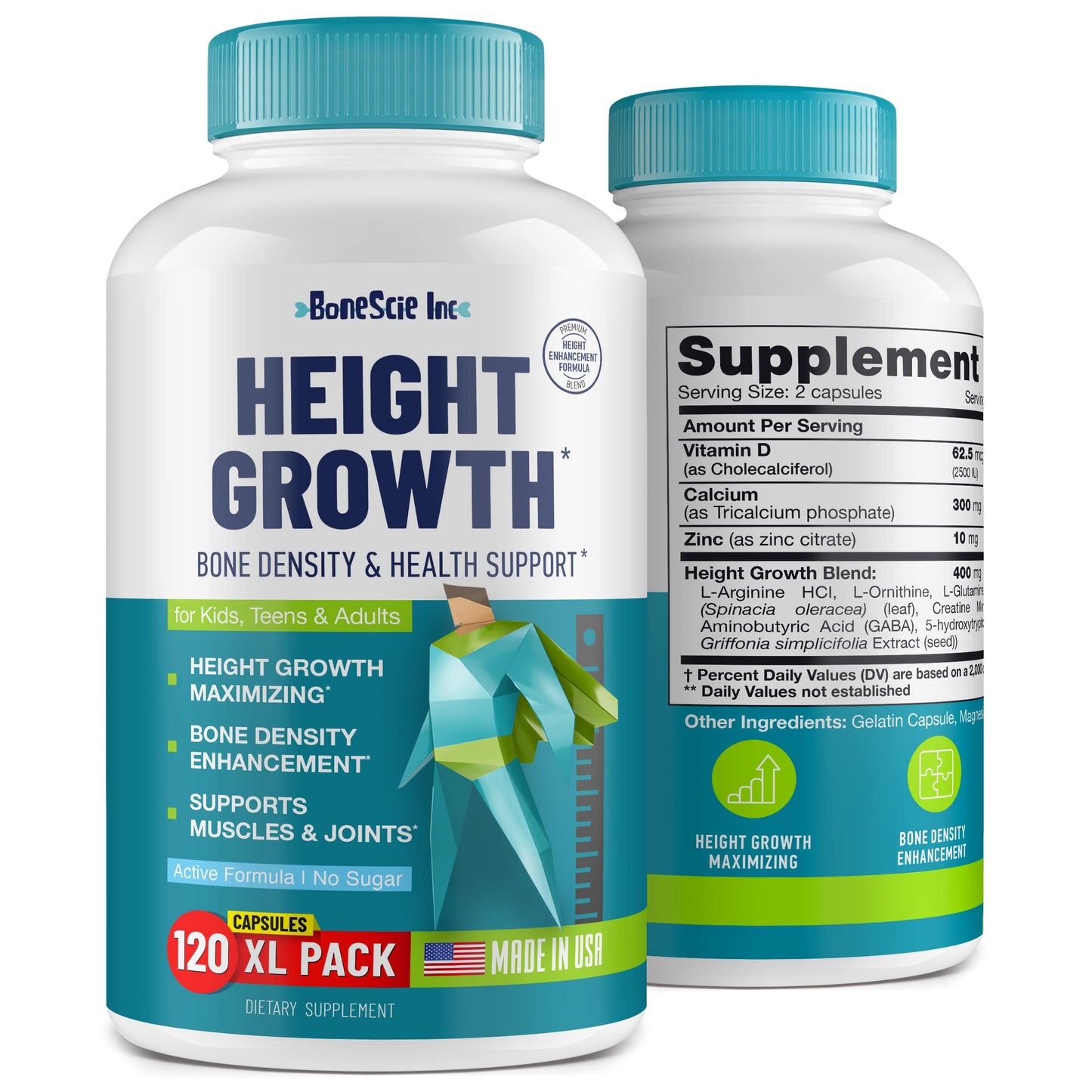 Height Growth Maximizer - Made in USA - Natural Height Increase Booster & Bone Growth Pills - Grow Taller Supplement for Adults, Teens & Kids - Vitamins for Boys & Girls to Get Taller - 120 capsules BONESCIE INCBuy Supplements Australia