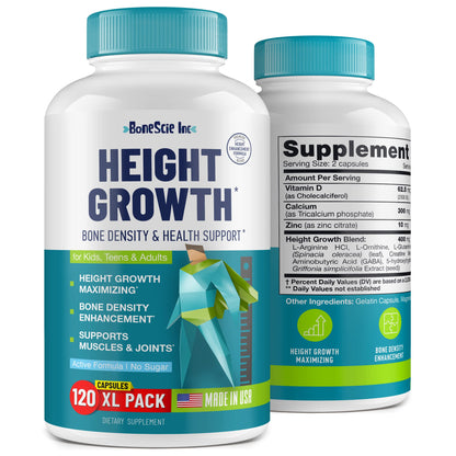 Height Growth Maximizer - Made in USA - Natural Height Increase Booster & Bone Growth Pills - Grow Taller Supplement for Adults, Teens & Kids - Vitamins for Boys & Girls to Get Taller - 120 capsules BONESCIE INCBuy Supplements Australia