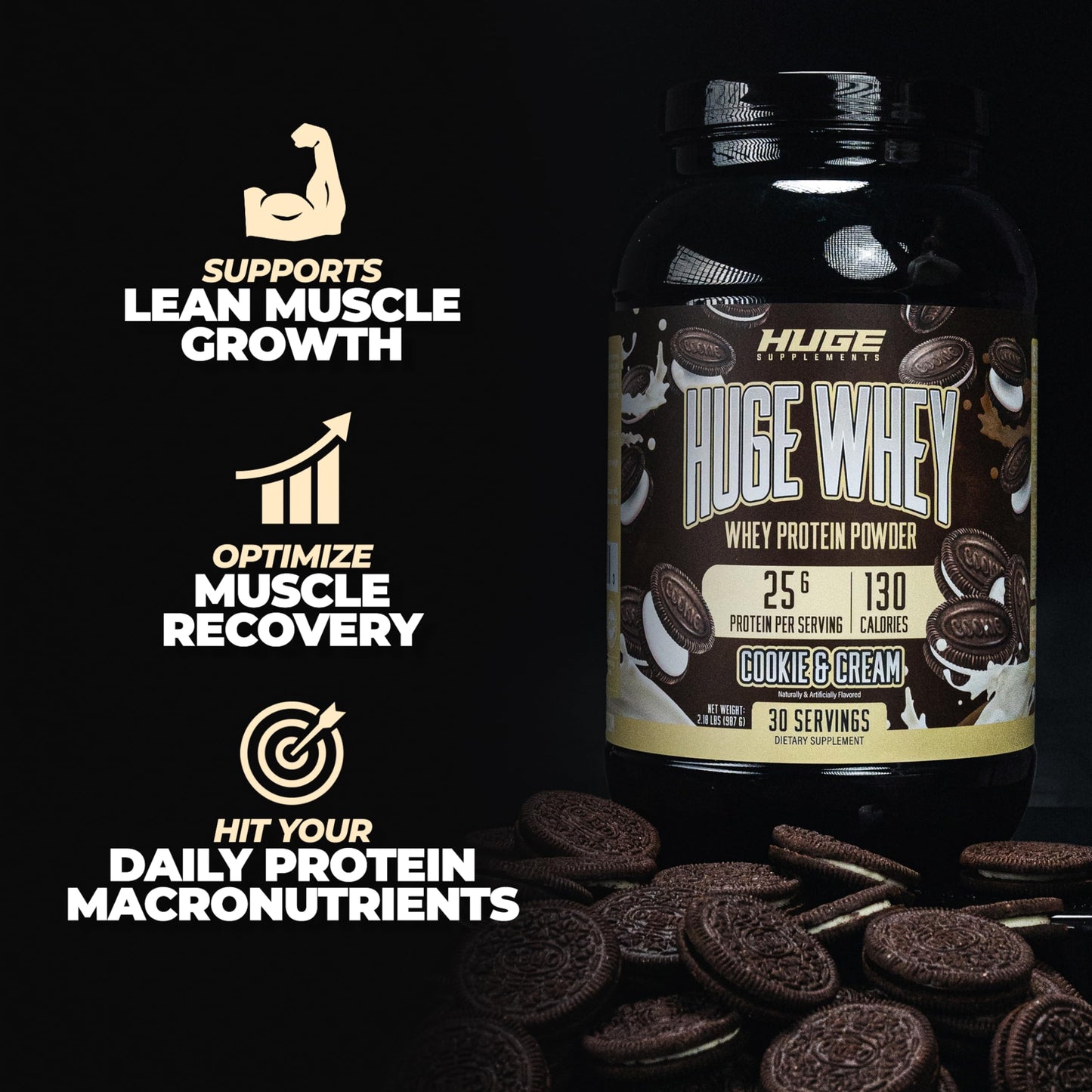 Huge Supplements Whey Protein Concentrate Powder, 25g Protein Per Serving, 5g BCAA Huge SupplementsBuy Supplements Australia