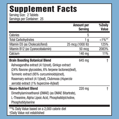 Applied Nutrition Healthy Brain All-Day Focus - 50 Tablets - Powerful 3-in-1 Brain Booster with Turmeric Extract - 25 Servings Applied NutritionBuy Supplements Australia