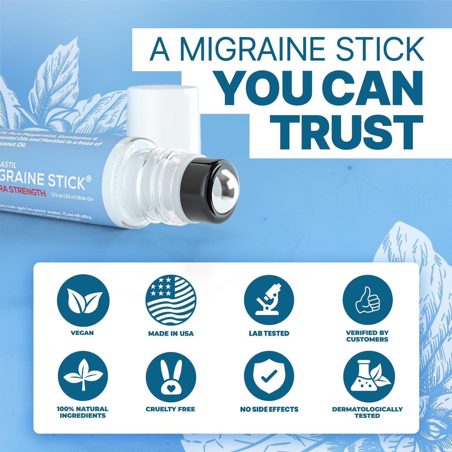 Basic Vigor Migrastil Extra Strength Migraine Stick Advanced Formula, Strong Aromatherapy Roll On Includes Menthol, Essential Oils, No Lavender, Made in The USA. Basic VigorBuy Supplements Australia