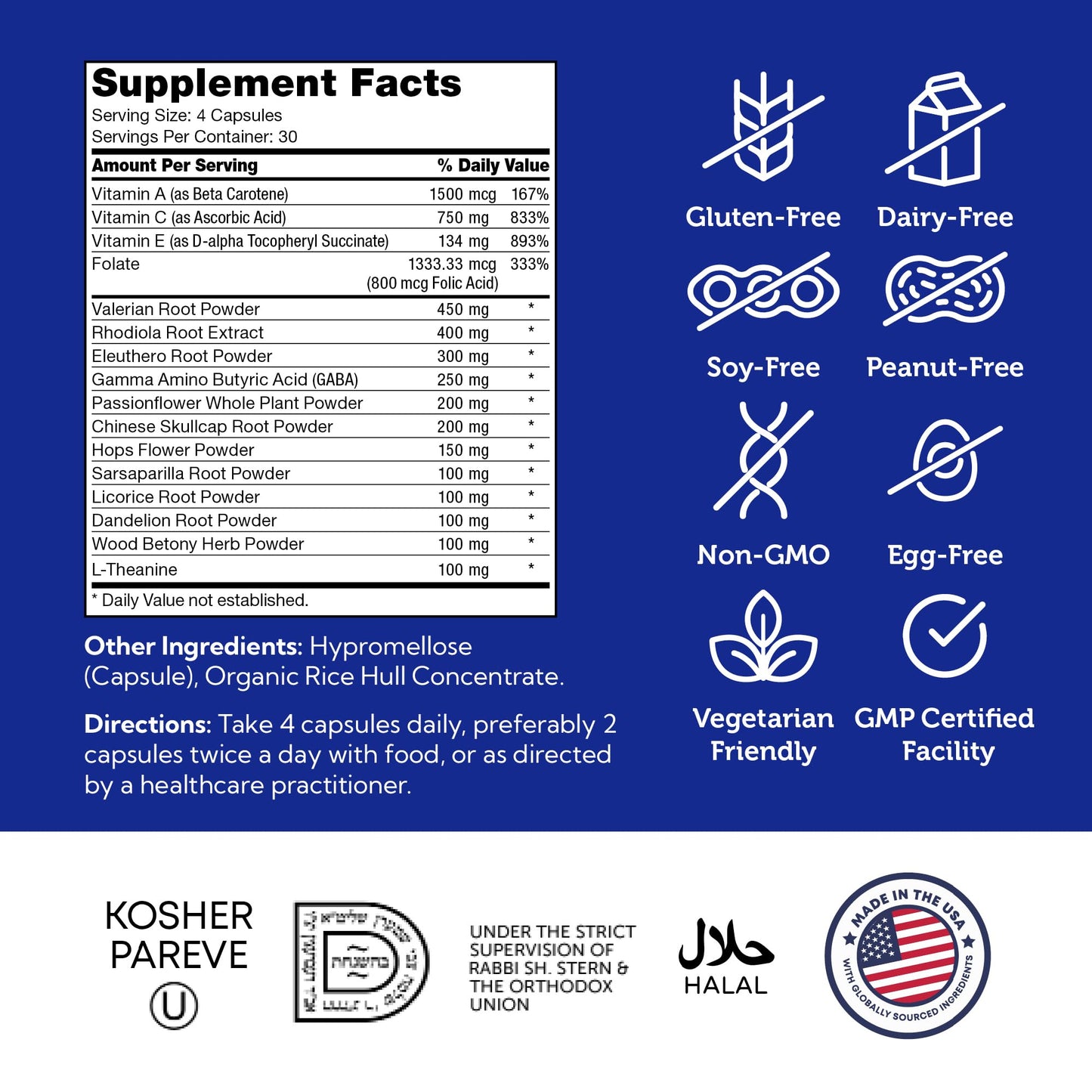 Zahler StressMaster, Relaxation Support Supplement, Promotes Natural Calm, Certified Kosher 120 Capsules ZahlerBuy Supplements Australia