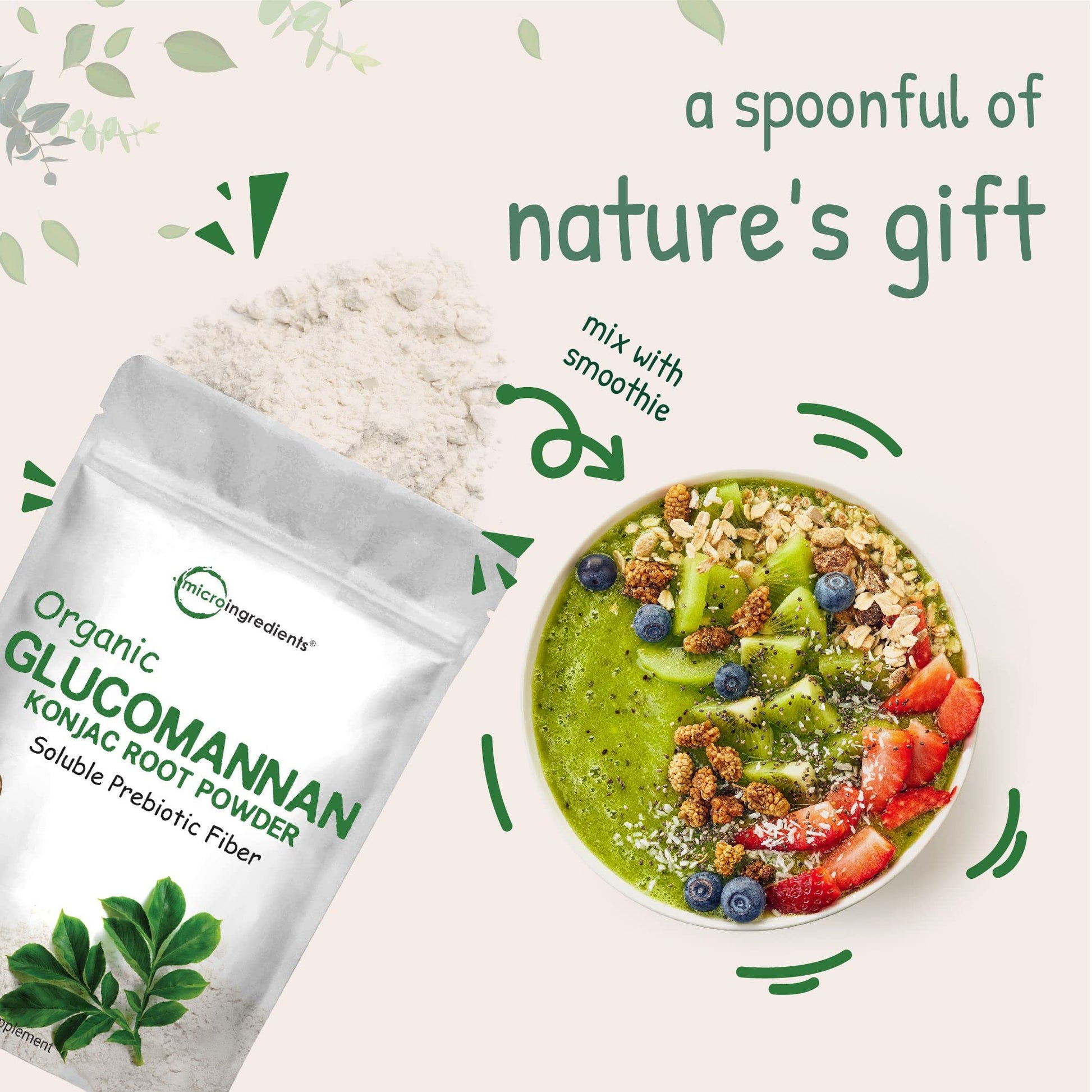 Organic Glucomannan Konjac Root Powder (Konjac Gel Powder), 10 Ounce, Soluble Fiber & Prebiotics Micro IngredientsBuy Supplements Australia