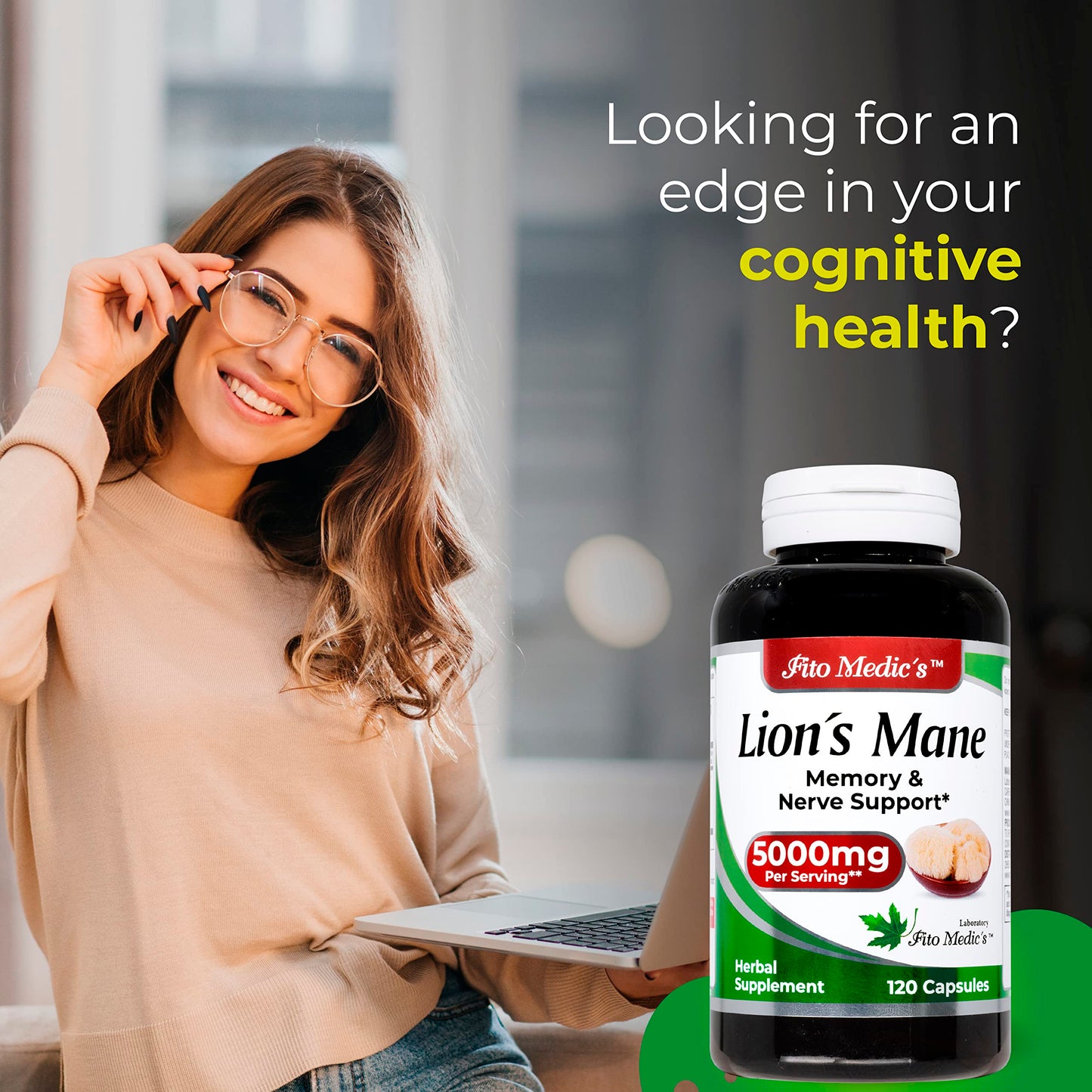Lab | Lions Mane | 5000 mg per Serving | 120 Capsules | lions mane supplement | lions mane FITO MEDIC'SBuy Supplements Australia