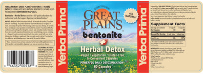 Yerba Prima Bentonite Clay Plus Herbal Detox - 60 Veggie Capsules - Natural Cleansing Supplement Yerba PrimaBuy Supplements Australia