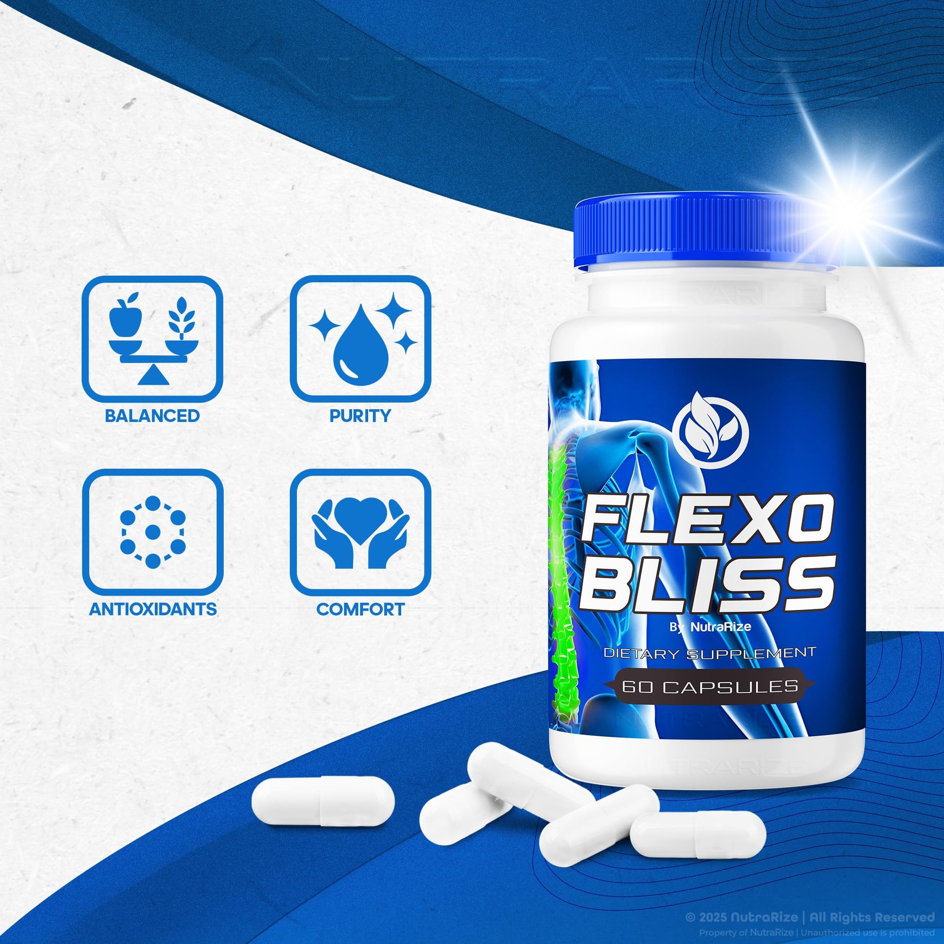 NutraRize Flexo Bliss, FlexoBliss Joint Health Support, All-Natural Supplement to Support Flexibility and Full Range of Motion, Official Flexo Bliss Reviews (60 Capsules) NutraRizeBuy Supplements Australia