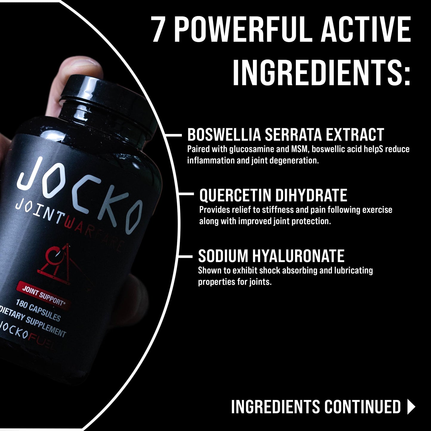 Jocko Fuel Joint Support Supplement - Glucosamine MSM for Joint Pain, Mobility, & Flexibility w/Turmeric & Boswellia (180 Capsules) Jocko FuelBuy Supplements Australia