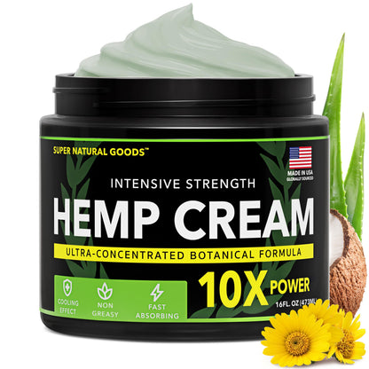 Super Natural Goods Hemp Cream with Hemp Oil, Turmeric, Arnica & Menthol – Botanical Cream with a Cooling Sensation for Localized Application (16oz) Super Natural GoodsBuy Supplements Australia