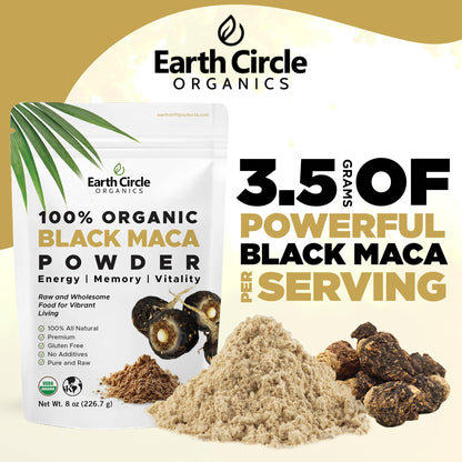 Organic Black Maca Peruvian Root Powder | Black Maca Root for Men | Natural Supplement | Essential Vitamins, Minerals & Fatty Acids Improved Energy | Immune Support (8oz, Pack of 1) Earth Circle OrganicsBuy Supplements Australia