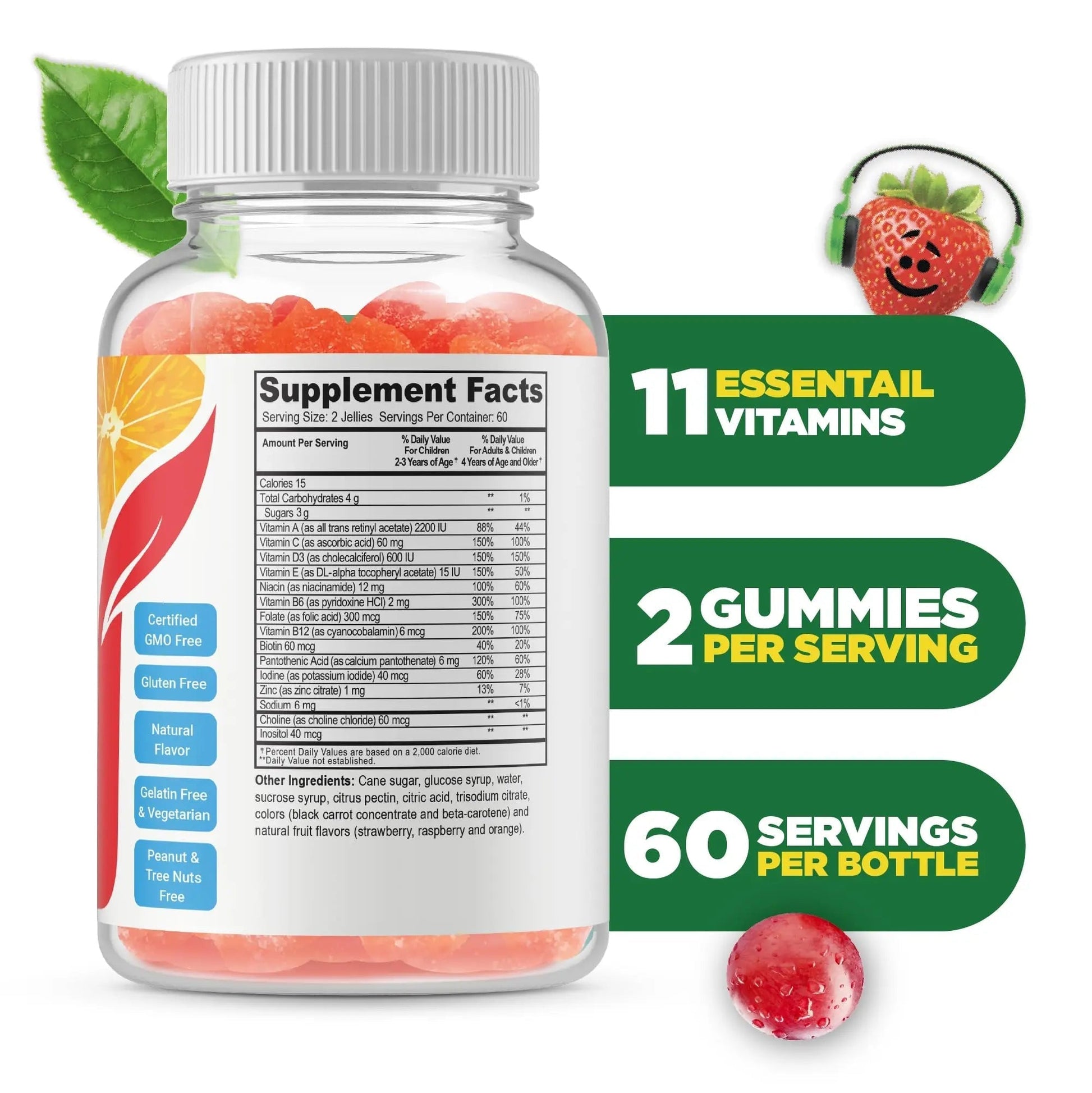 Doctors Finest Multivitamin Gummies for Kids - Vegetarian, GMO-Free & Gluten Free - Great Tasting Fruit Flavors Pectin Chews - 120 Jellies Doctors OrdersBuy Supplements Australia
