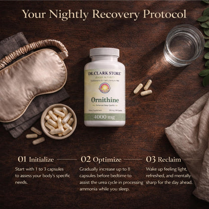 Dr Clark Ornithine Dietary Supplement - Gluten Free, Natural Sleep Aid, Promotes Protein Metabolism, Cleansing and Detoxification, 500mg, 100 Gelatin Capsules Dr Clark StoreBuy Supplements Australia