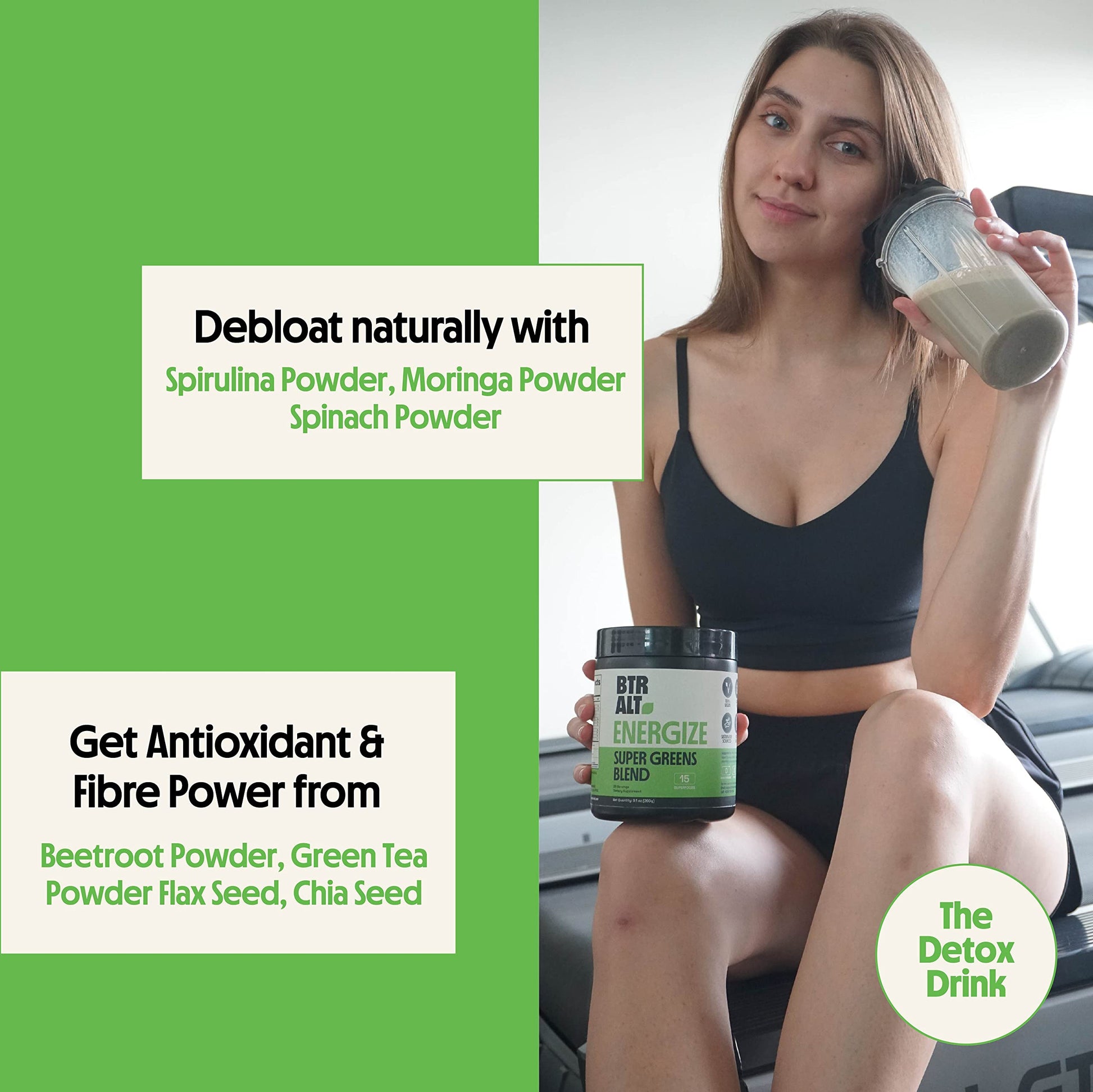 Better Alt Greens Powder, Helps Reduce Bloating, 15 Super Greens- Blend of Spirulina Better AltBuy Supplements Australia