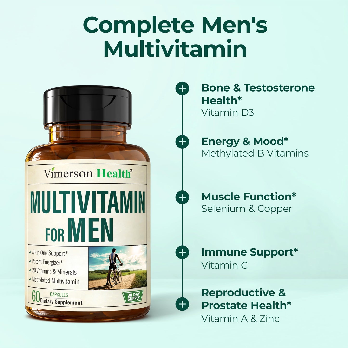 Multivitamin for Men – Methylated Mens Multivitamins & Multiminerals Capsules with Vitamin B12, A, D, C, Zinc, Magnesium & More for Complete Daily Support Vimerson HealthBuy Supplements Australia