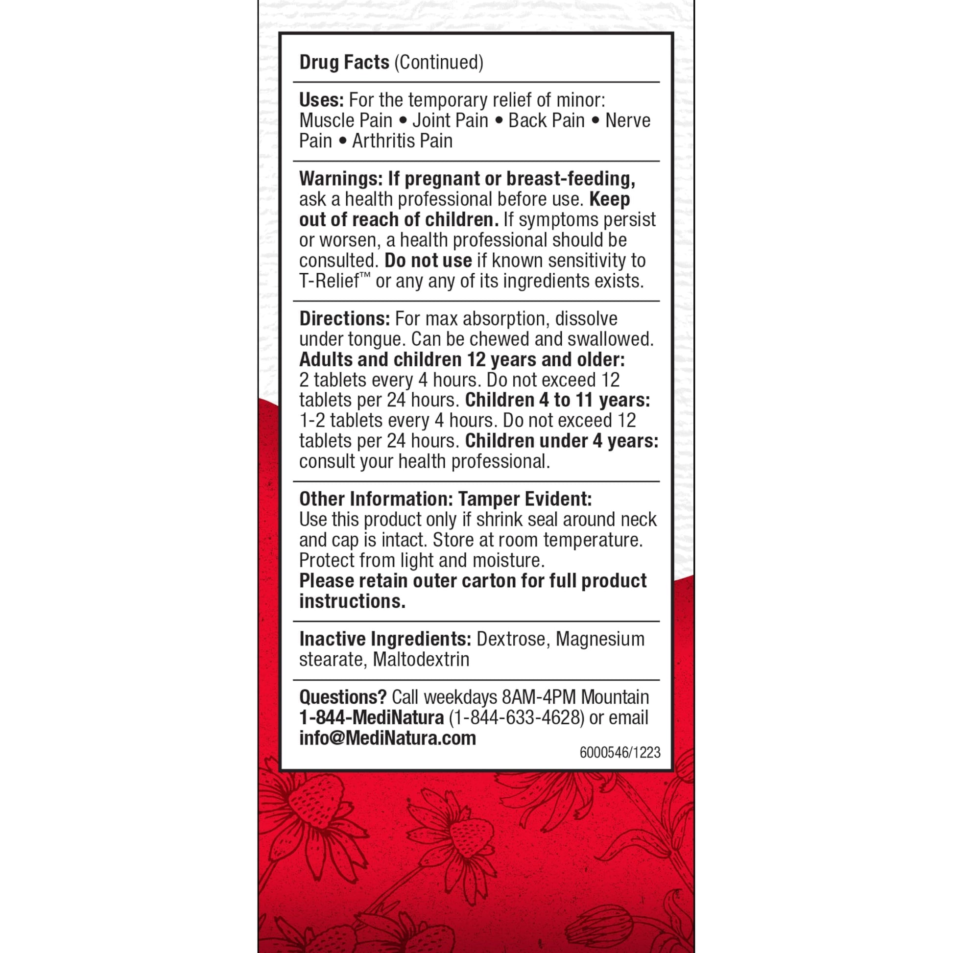 MediNatura T-Relief Arnica +12 Natural Actives - Whole Body Fast-Acting Formula for Women & Men - 100 Tablets MediNaturaBuy Supplements Australia