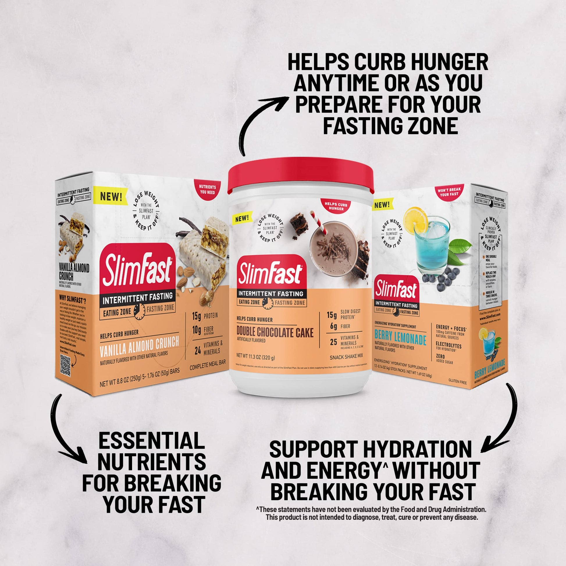SlimFast Intermittent Fasting, Casein Protein Powder, Biotin with Vitamin & Mineral Bend SlimFastBuy Supplements Australia