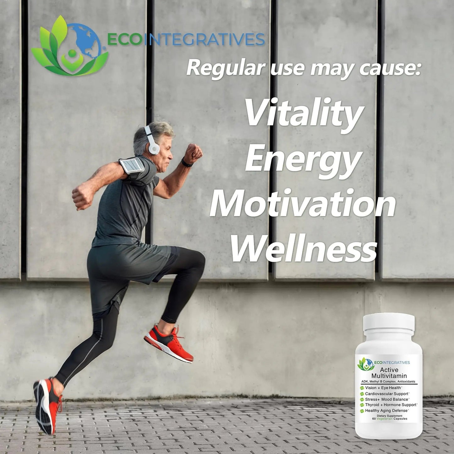 EcoIntegratives Active Multivitamin | ADK, Methyl B Complex, Antioxidants | Quatrefolic Folate, Methyl B12, P5P, Vitamin D3, K1/K2 | EcoIntegratives