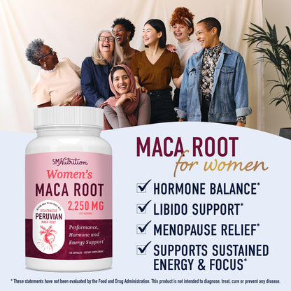 Organic Maca Root Capsules for Women | 2250MG Extra Strength | Red, Black & Yellow SMNutritionBuy Supplements Australia