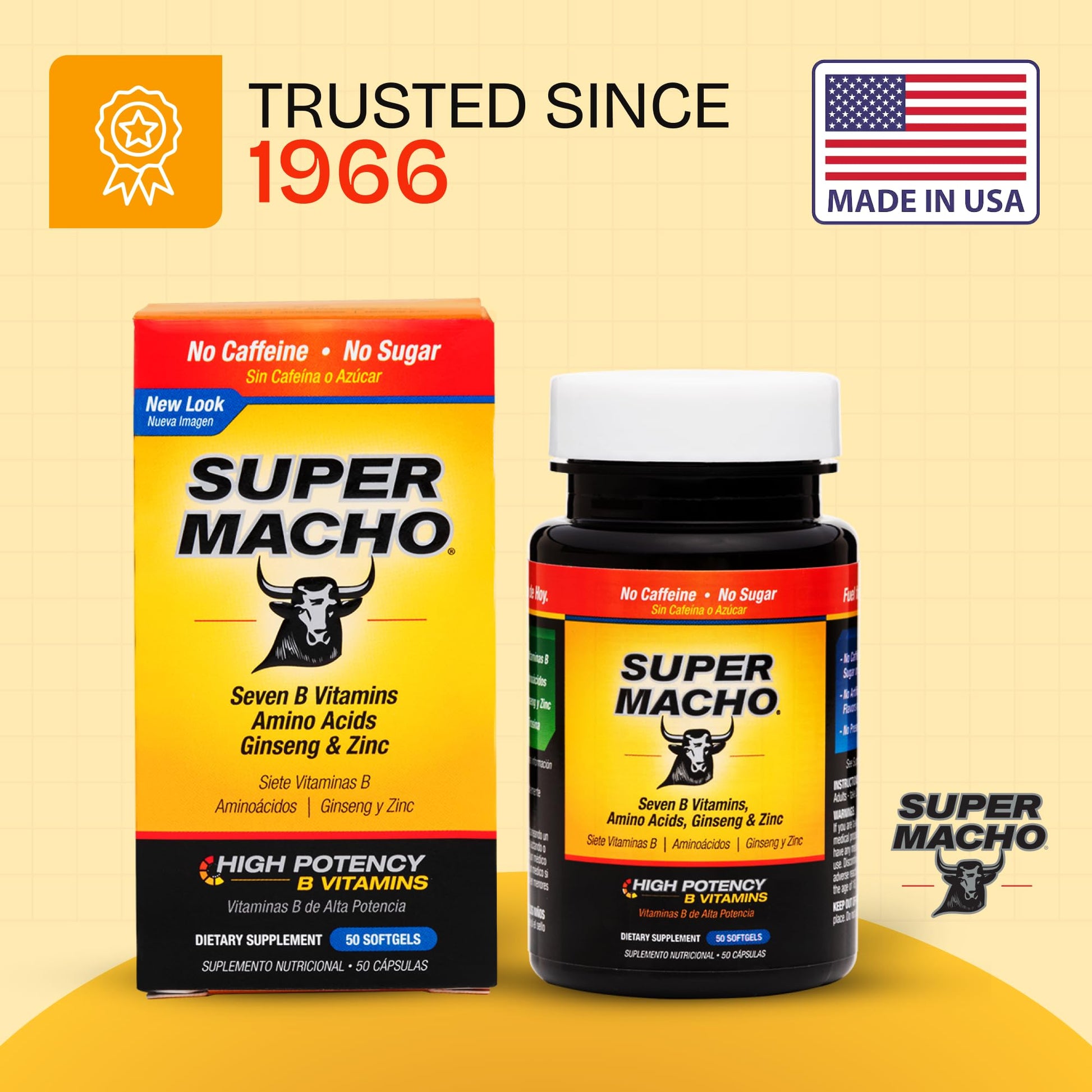 Super Macho, High Potency B Vitamins and Amino Acids, Fuel for Today's Active Men, No Caffeine, No Sugar, Dietary Supplement, Made in USA,50 Softgels Super MachoBuy Supplements Australia