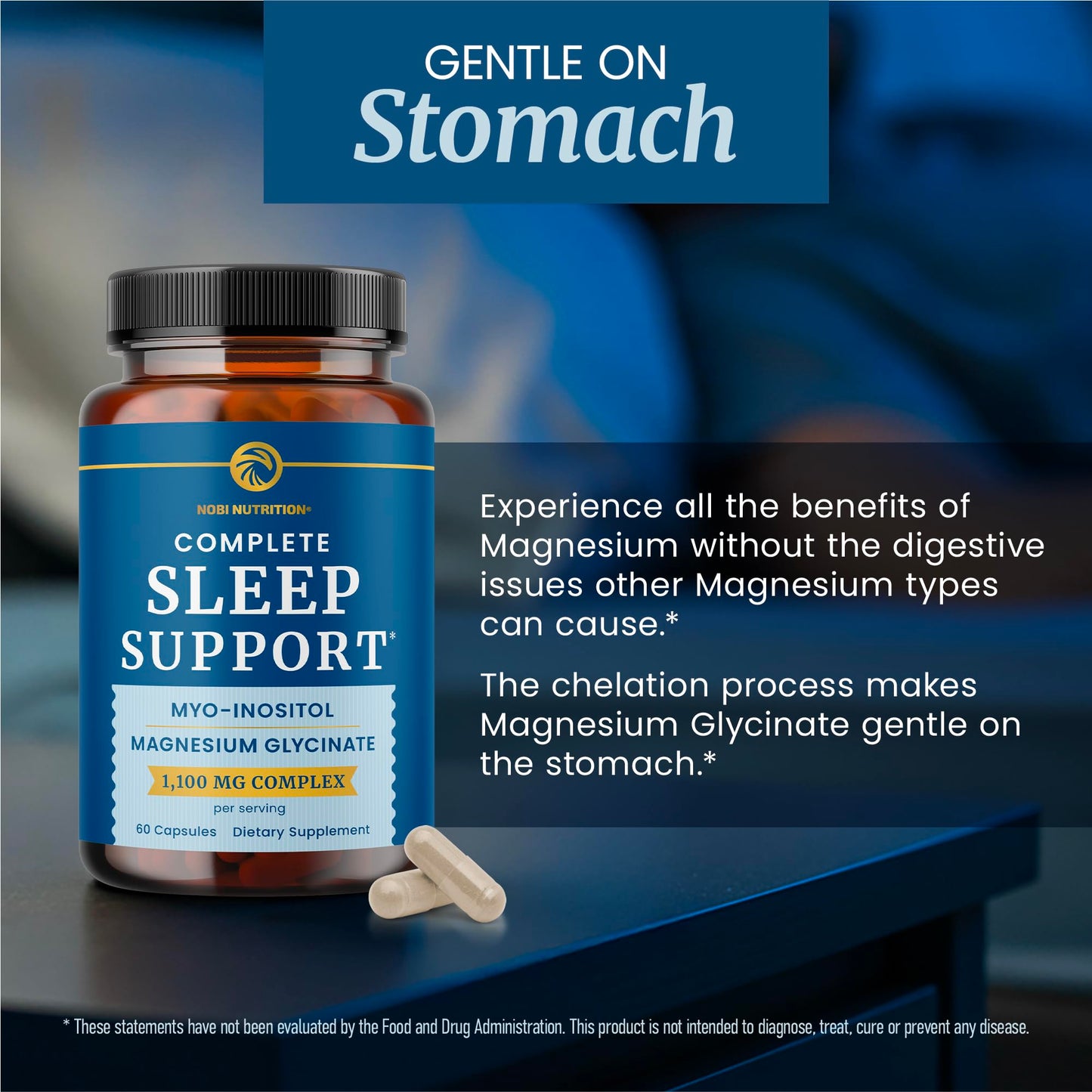 Complete Sleep Support | Myo Inositol + Magnesium Glycinate | Restful Sleep & Relaxation Support | 1100MG Complex | Melatonin-Free, Non-GMO | Inositol Supplement with Magnesium-Glycinate | 60 Ct Nobi NutritionBuy Supplements Australia