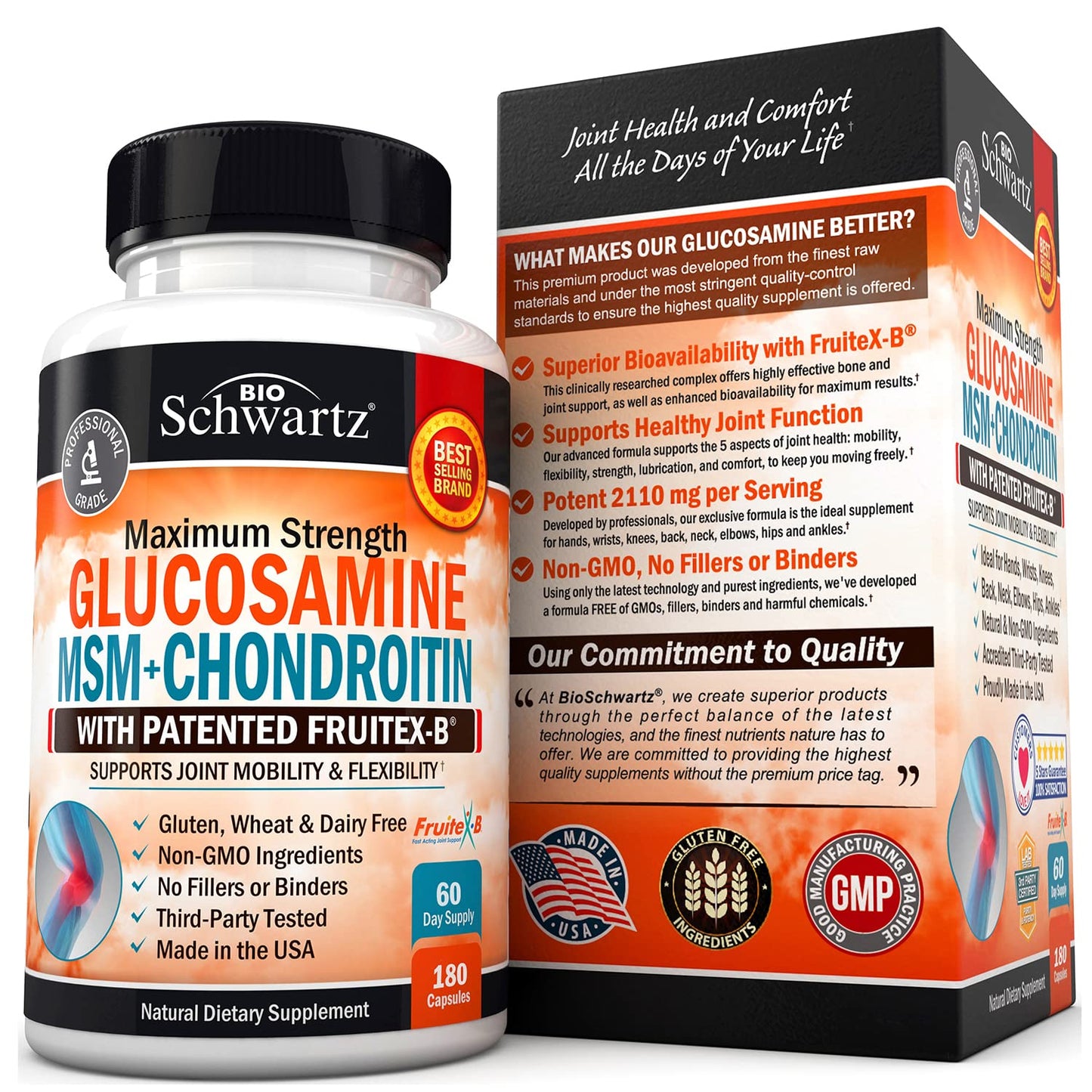 Glucosamine Chondroitin MSM 2110mg - Joint Support Supplement with Turmeric BioSchwartzBuy Supplements Australia