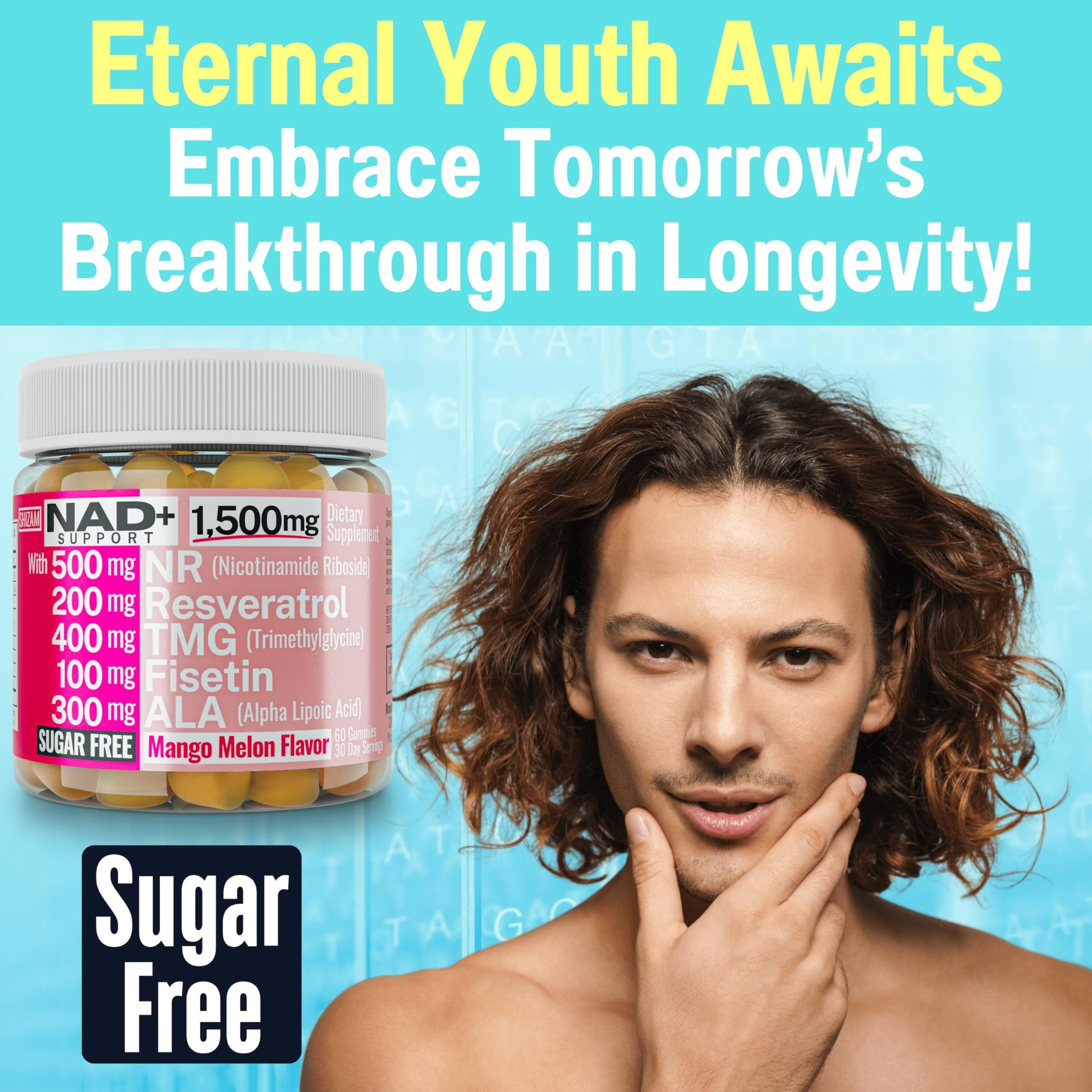 1500mg NAD+ Sugar Free Gummies | NAD + Plus NR TMG ALA Trans-Resveratrol Fisetin Supplements | Nicotinamide Riboside Trimethylglycine Alpha Lipoic Acid Betaine Pills Capsules Tincture Supplement Alt SHIZAMBuy Supplements Australia