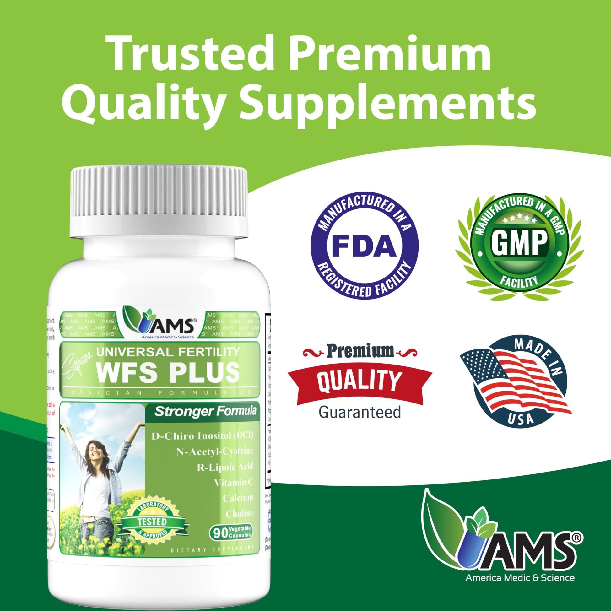 America Medic & Science WFS Plus Fertility Supplements for Women (90 Capsules) Supports Ovulatory Health | Natural Preconception Vitamins, Reproductive Aid, with D-Chiro Inositol, DHA |15-Day Supply. America Medic & ScienceBuy Supplements Australia