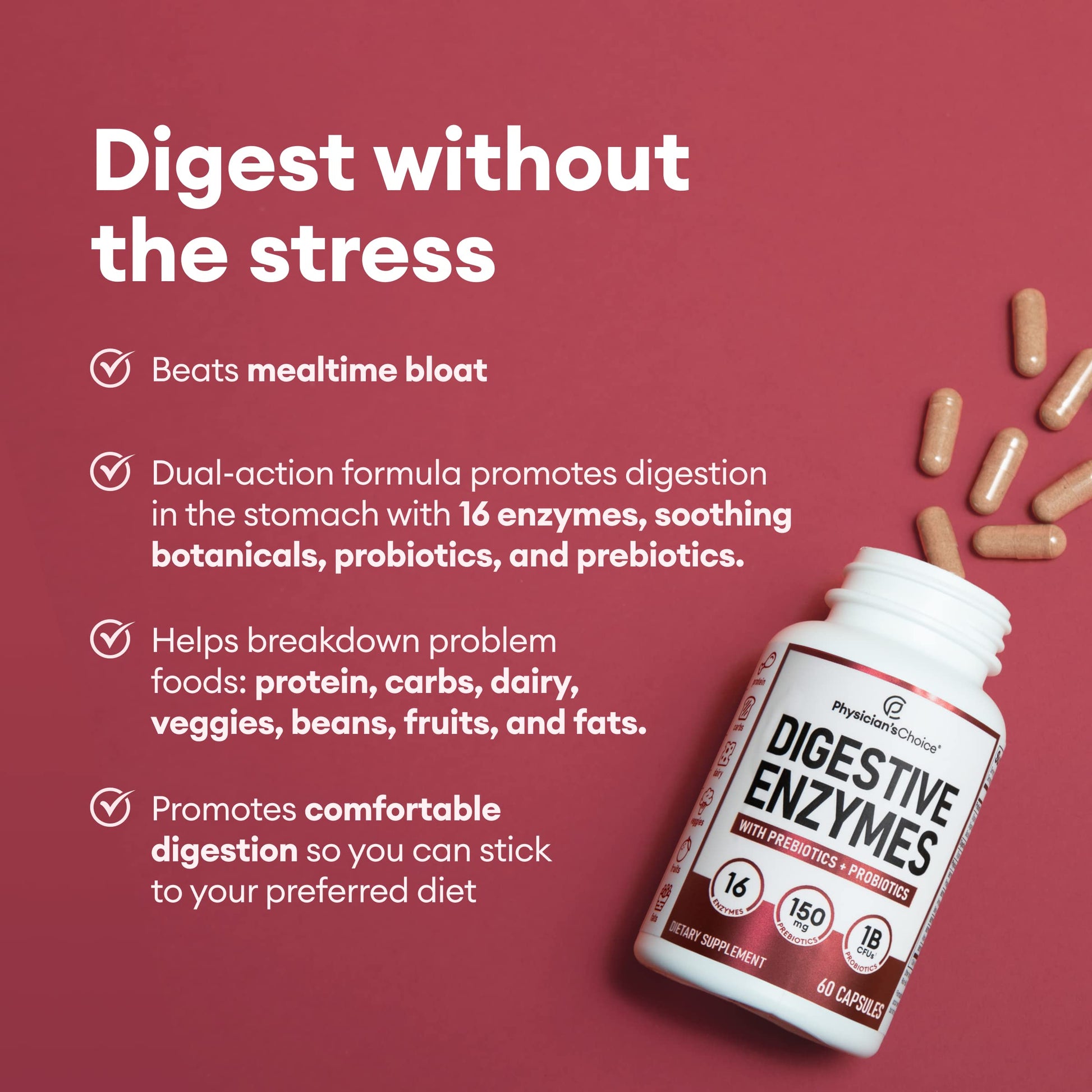 Physician's CHOICE Digestive Enzymes - Multi Enzymes, Bromelain, Organic Prebiotics Physician's CHOICEBuy Supplements Australia