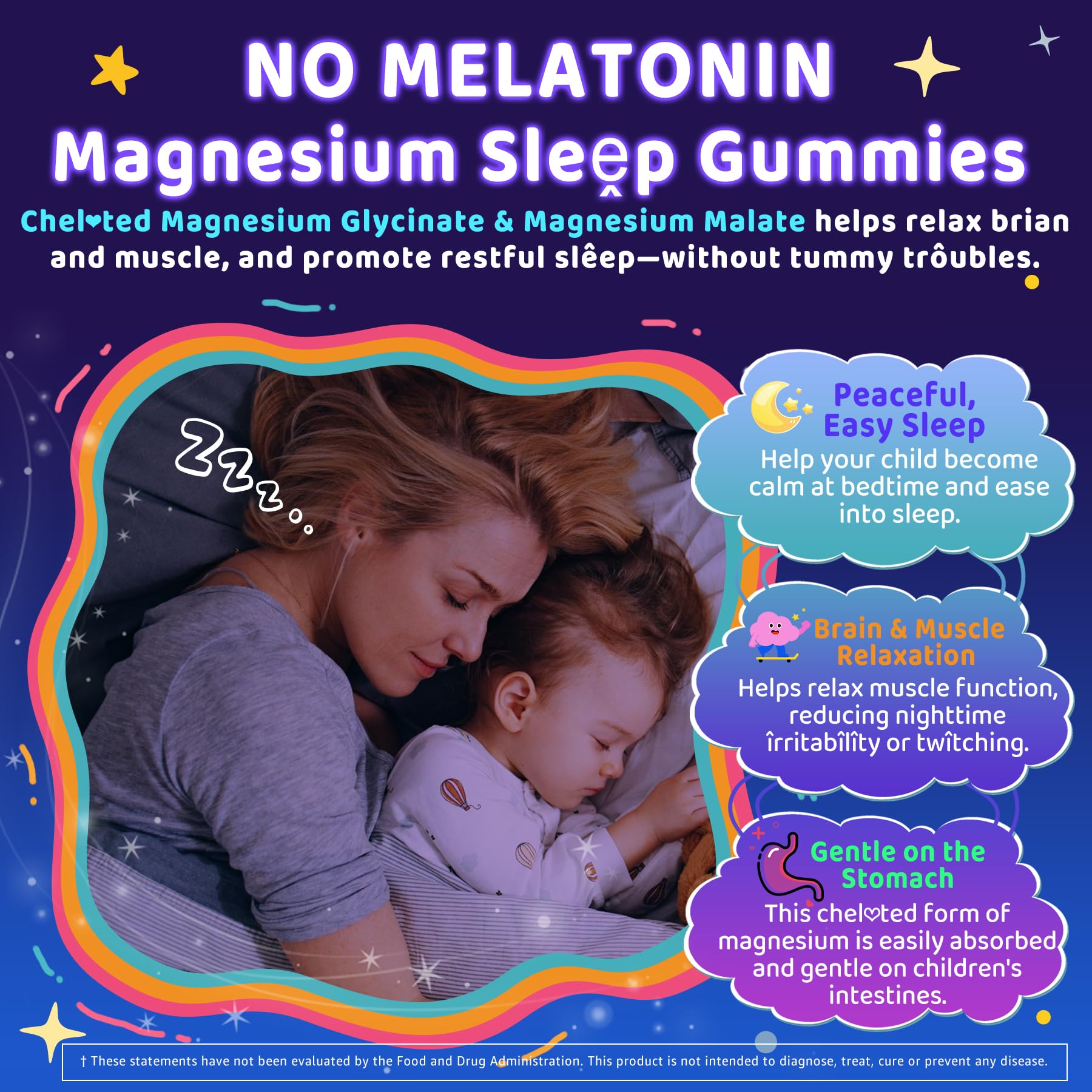 Kids Sleep Gummies, NO Melatonin Sleep Aid Gummies w/ Magnesium Glycinate, Magnesium Malate, L-Theanine, Lavender, B6, Zinc, D3K2 for Restful Sleep, Relax Brain & Muscle, Immune Support, Non-GMO 1Pack ELLAMENTZBuy Supplements Australia