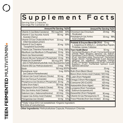 Codeage Teen Multivitamin Supplement – Daily Vitamins and Minerals for Teen Boys and Girls – Organic Whole Food Formula with Omega-3 and Vitamins A to K - 60 Capsules CodeageBuy Supplements Australia