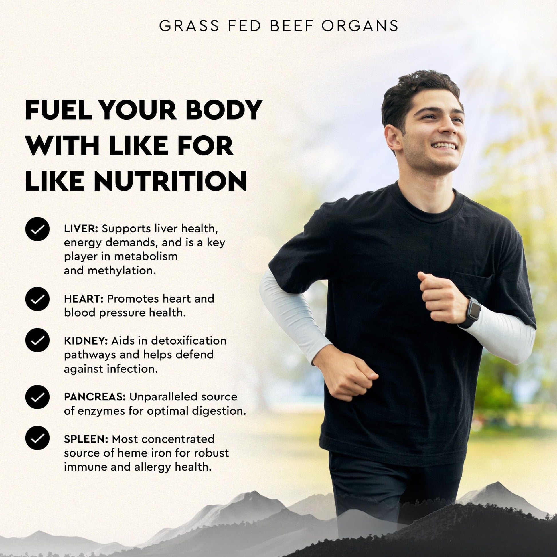 Ancestral Supplements Grass Fed Beef Organ Supplement, Supports Whole Body Wellness with Proprietary Blend of Liver, Heart, Kidney, Pancreas, Spleen, Freeze-Dried Beef, Non-GMO, 180 Capsules Ancestral SupplementsBuy Supplements Australia