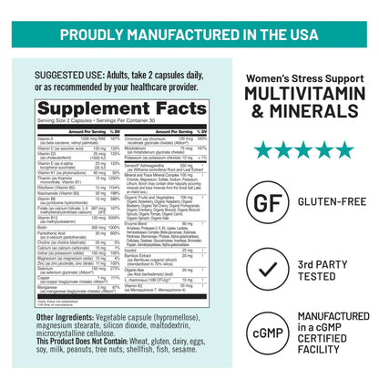 [1] NatureWise Multivitamin for Women Stress Support & Natural Minerals - 60 Ct[30-Day Supply] + [1] Omega 3 Fish Oil 1000mg + Vitamin E - Wild-Caught - 60 Softgels[30-Day Supply] NatureWiseBuy Supplements Australia