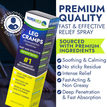 Terramed Just Think Comfort Fast Acting Leg Cramp Relief Aerosol Spray | Pain Relief for Muscle Spasms, Soreness, & Foot and Calf Cramps | Homeopathic Medicine for Restless Legs Syndrome Relief Terramed Just Think ComfortBuy Supplements Australia