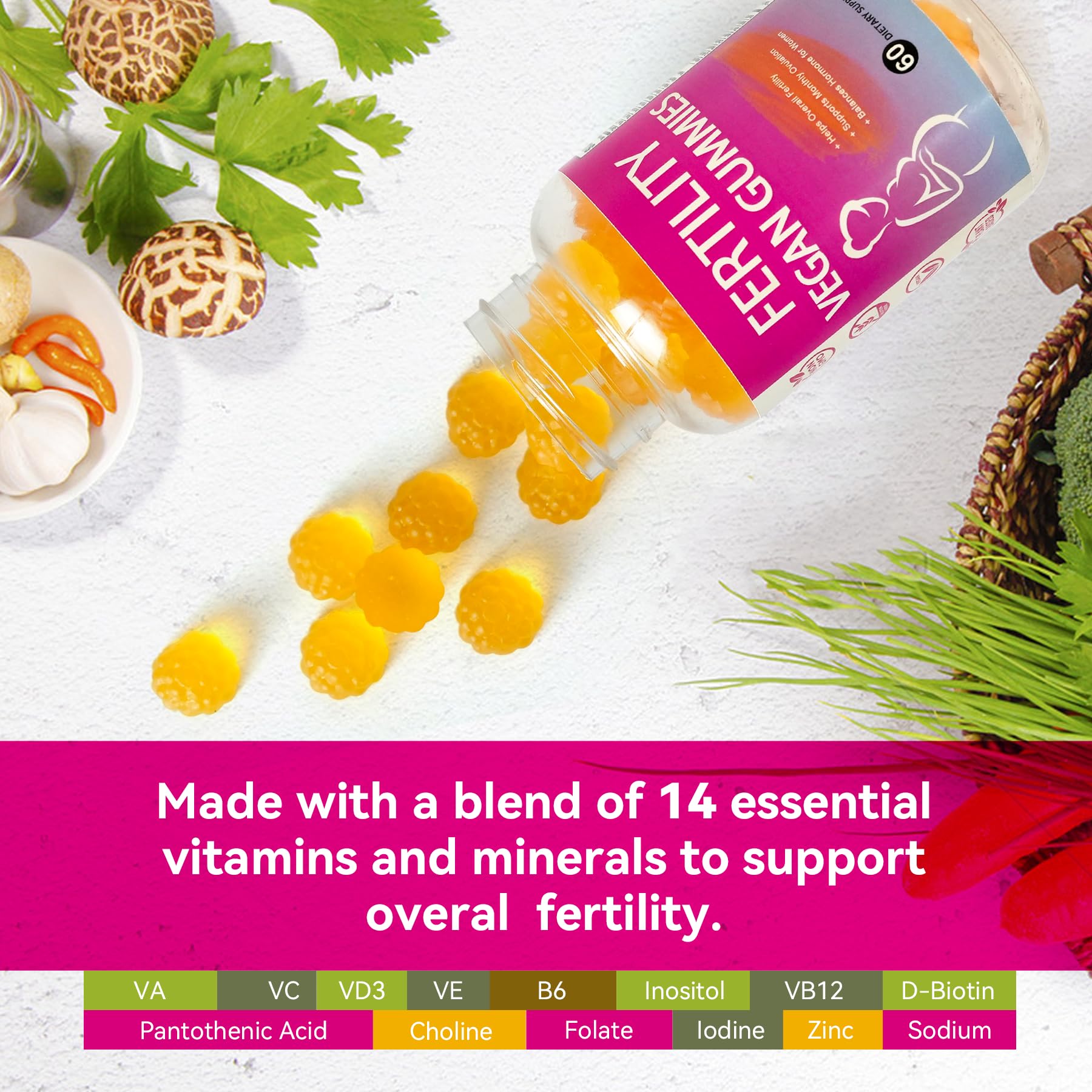 Fertility Gummies for Women to Get Pregnant Fast, Folic Acid Conception Gummies to Boost Fertility for Her, 60 Count Fertility Vitamin Gummy Support Hormone Balance, Ovulation & Period Cycle AromlifeBuy Supplements Australia