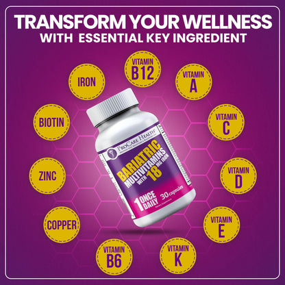 ProCare Health Bariatric Multivitamin with Iron 18mg (30 Easy to Swallow Capsules) - Post Op Bariatric Vitamins ProCare HealthBuy Supplements Australia