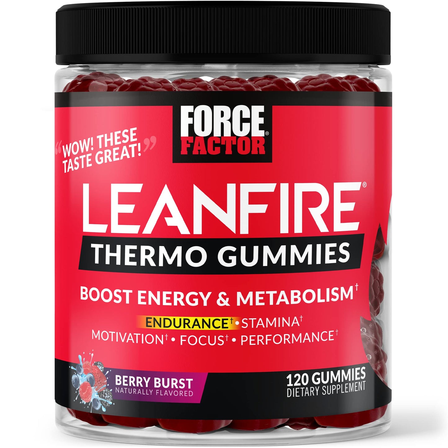 Force Factor LeanFire Thermo Gummies with B12 Vitamins, Caffeine, & Green Coffee Bean