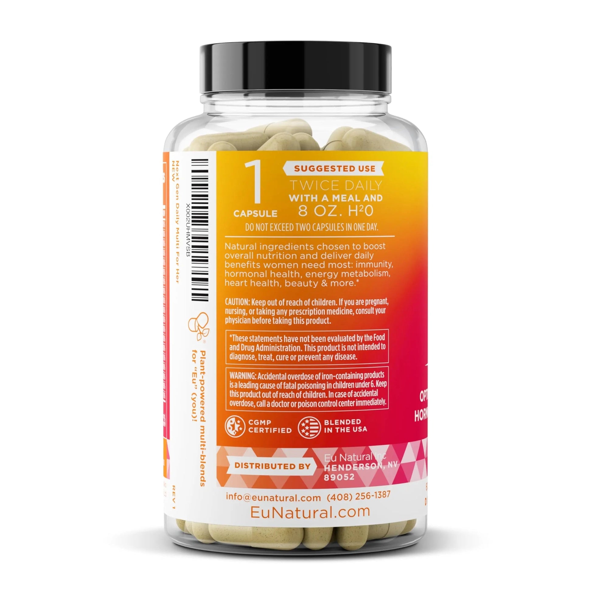 Next Gen Multivitamin for Women – 22 Optimized Vitamins for Immunity, Beauty, Brain, Energy, Bones and Heart – Vitamin C, D, E, K, Iron, B6 and DHA Eu Natural