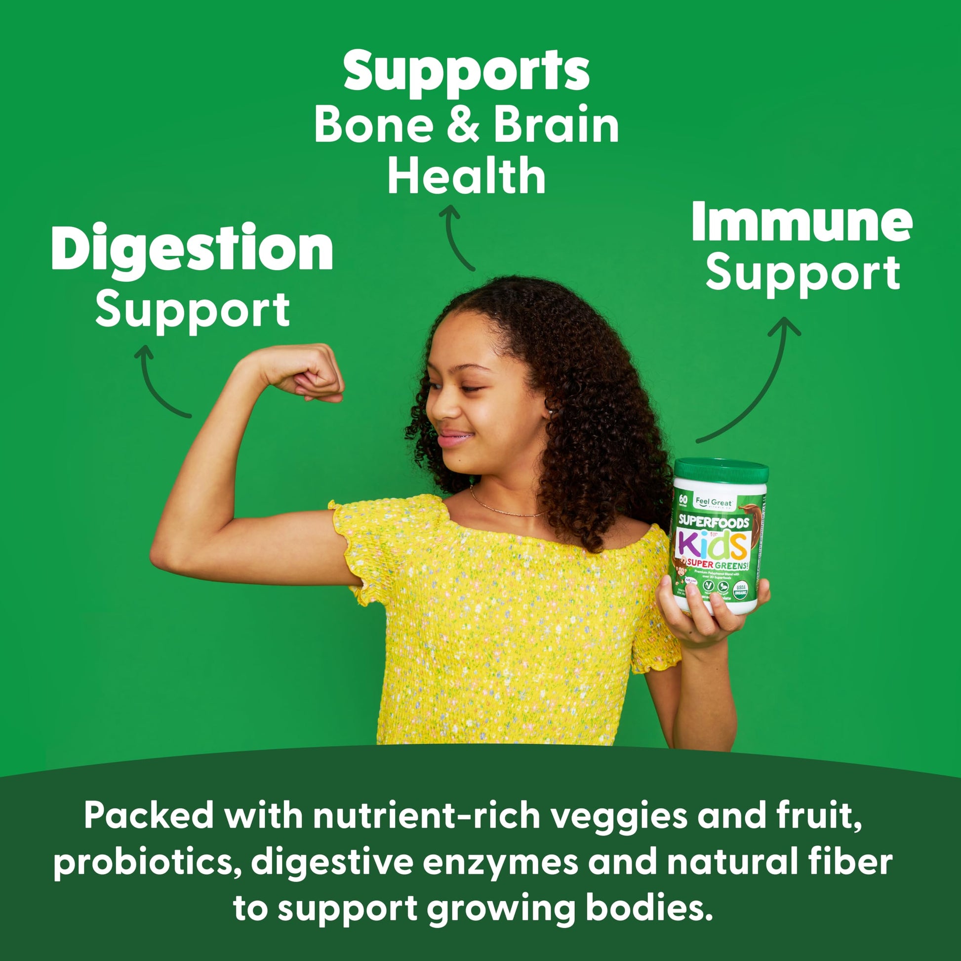 Feel Great USDA Organic Super Greens Powder for Kids - Cocao Chocolate | Fruit & Veggie Supplement | Superfood Powder with Probiotics & Digestive Enzymes for Digestive Health | 60 Days Supply The Feel Great Vitamin CompanyBuy Supplements Australia