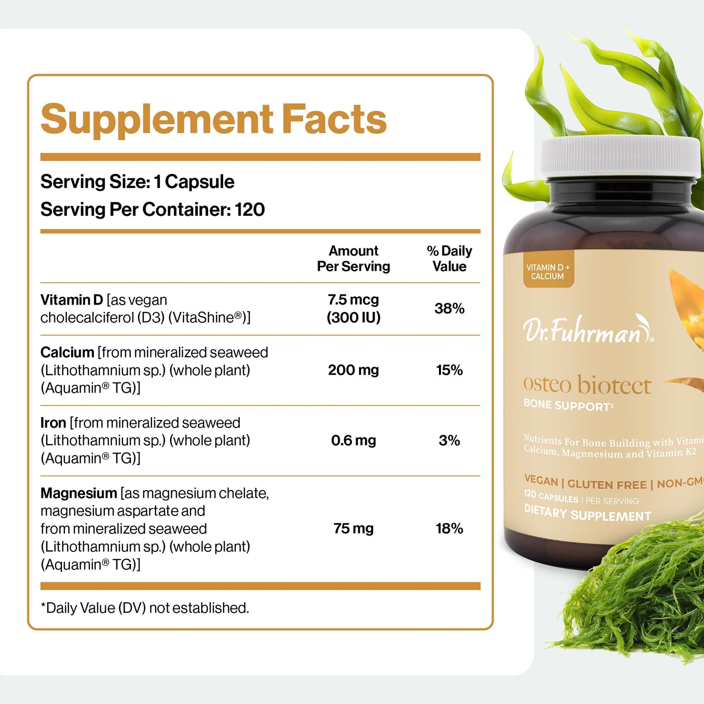 Dr. Fuhrman Osteo Bone Health Supplement | Wholefood Supplement for Women & Men | Vitamin for Bone Density | Organic Vitamin D3, Calcium, Magnesium & K2 | Natural Ingredients | 120 Caps Dr. FuhrmanBuy Supplements Australia