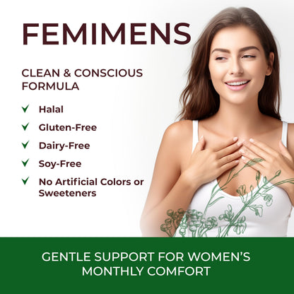 FEMIMENS – PMS Support Supplement for Women – PMS Relief for Women & Menstrual Cramp Relief – Hormonal Balance for Women – Chasteberry Vitex, Ashwagandha, Ginger, Fenugreek – 120 Vegan Capsules Ananta Medicare USABuy Supplements Australia
