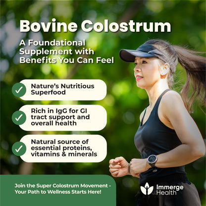 Immerge Health Super Colostrum Powder (60 Servings) – Premium Bovine Colostrum Supplement for Gut Health, Bloating & Immune Support – High IgG, 100% Grass Fed First Milking, Unflavored, Made in USA ImmergeHealth.comBuy Supplements Australia