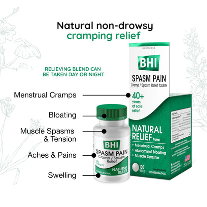 MediNatura BHI Spasm/Cramp Relief - Muscle Spasm Tablets for Full-Body Cramp Support - Menstrual Support - Non-Drowsy - Quick-Dissolve - Non-Addictive - Natural Ingredients - 100 Count MediNaturaBuy Supplements Australia
